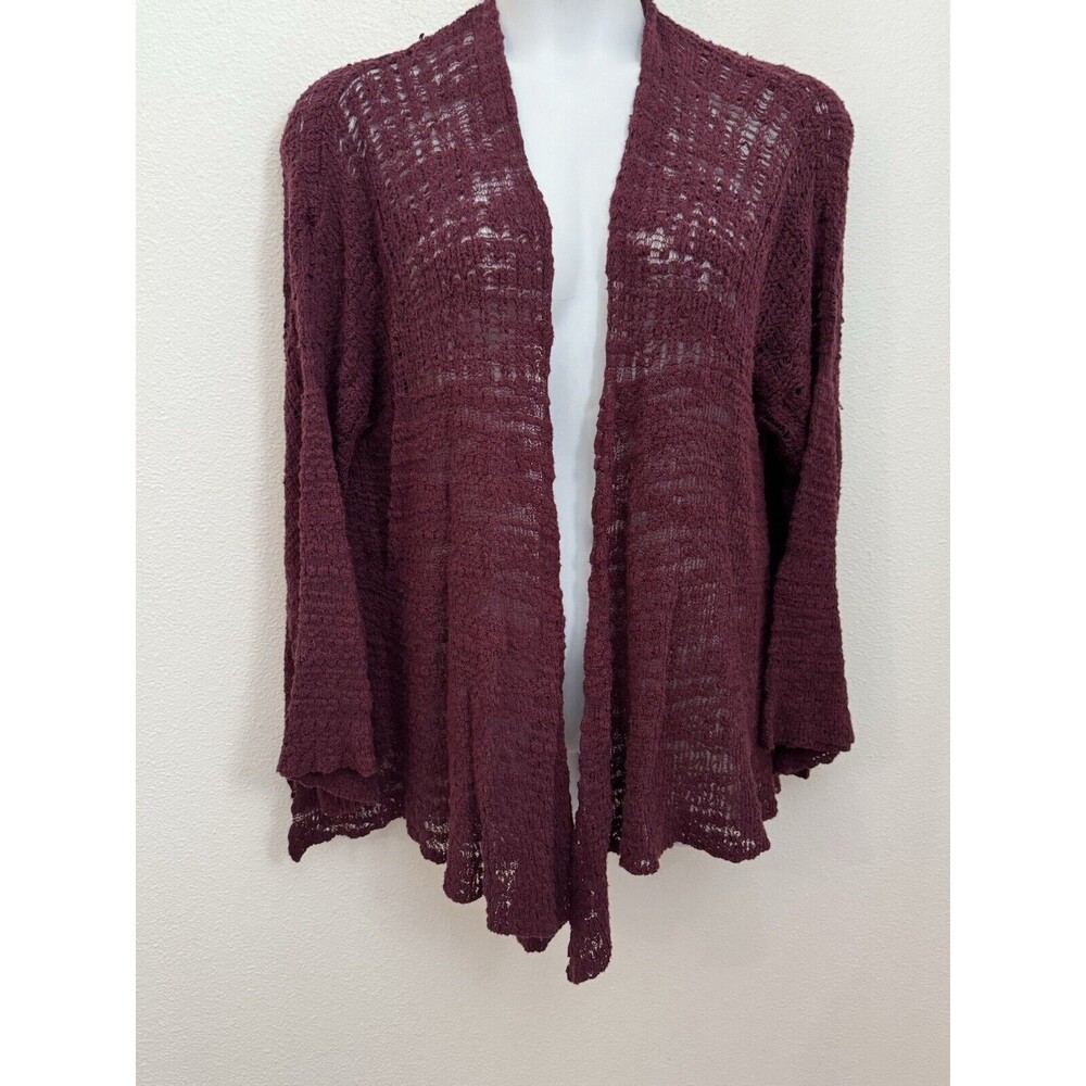 Free People In My Element Cardigan Sweater Womens M Long Open Cotton Burgundy